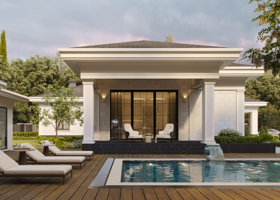 Респектабельный дом в классическом стиле с колоннадой